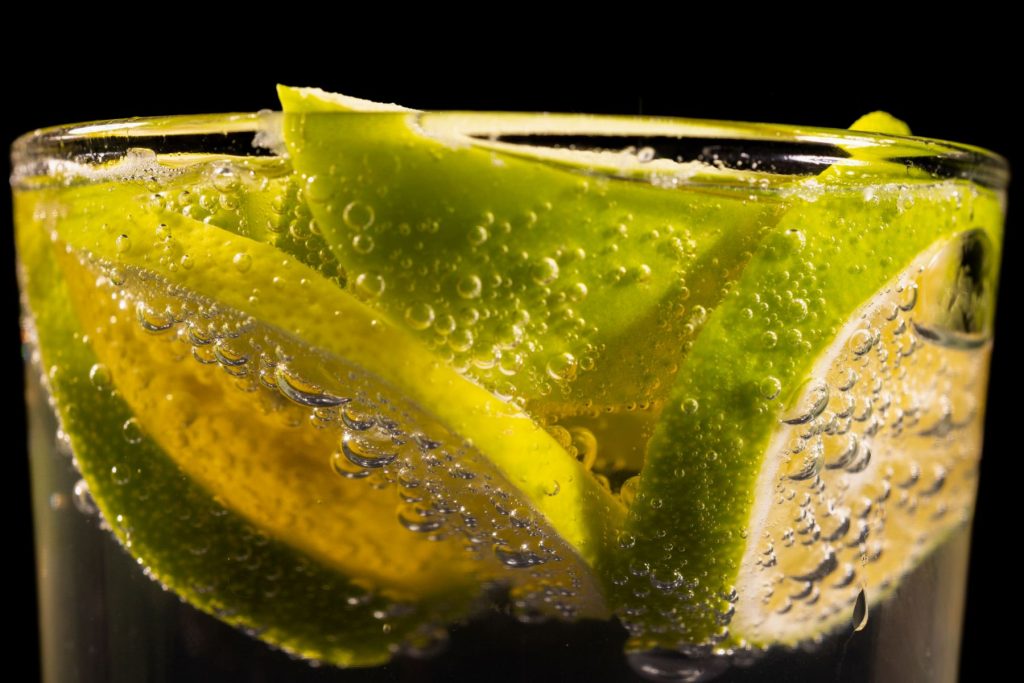 Citrus and bubbles, up close.